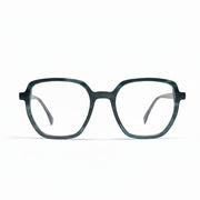 Teal eyeglasses on a white background