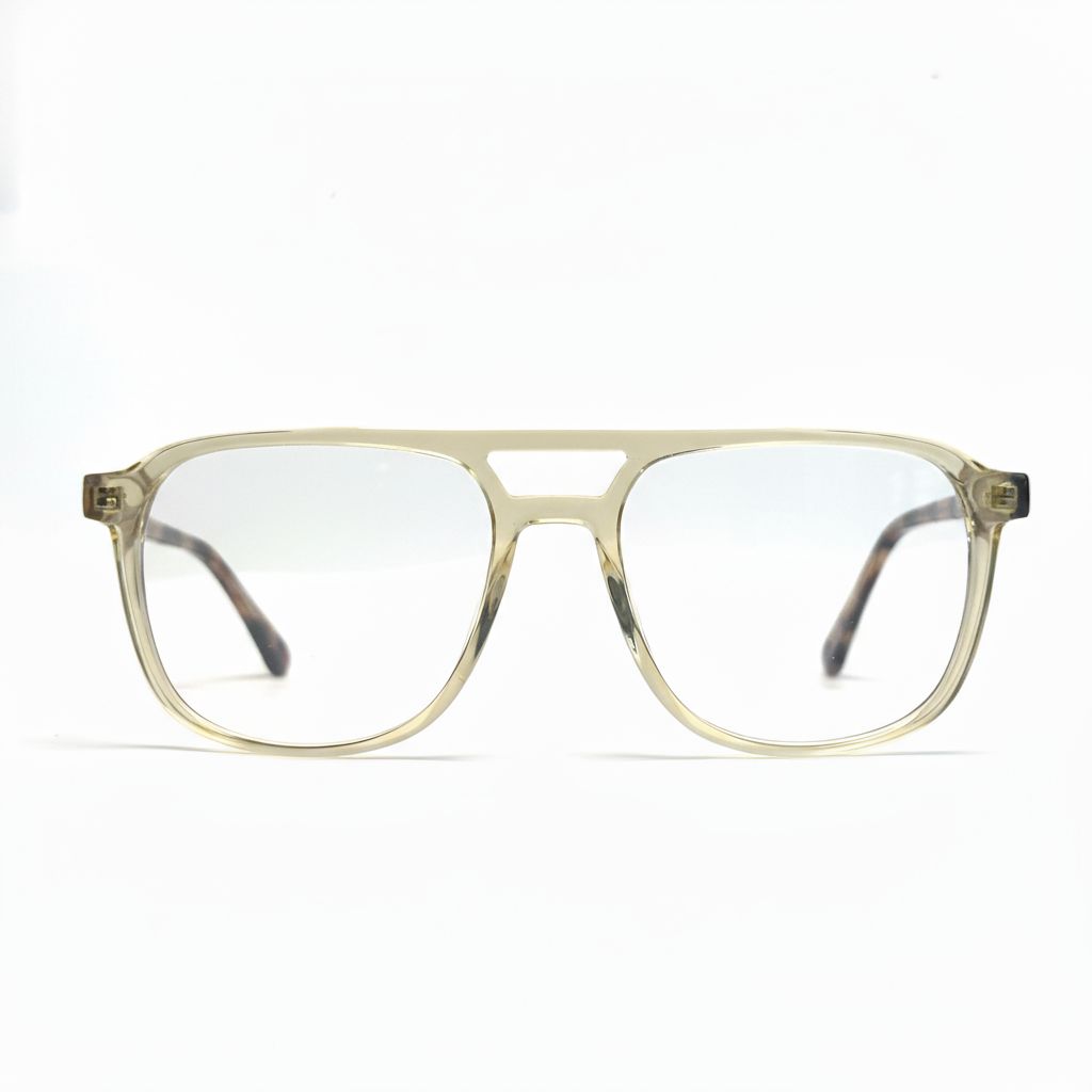 Gold-framed eyeglasses on a white background