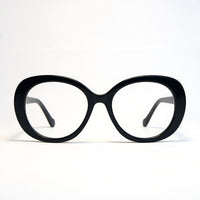Black eyeglasses on a white background