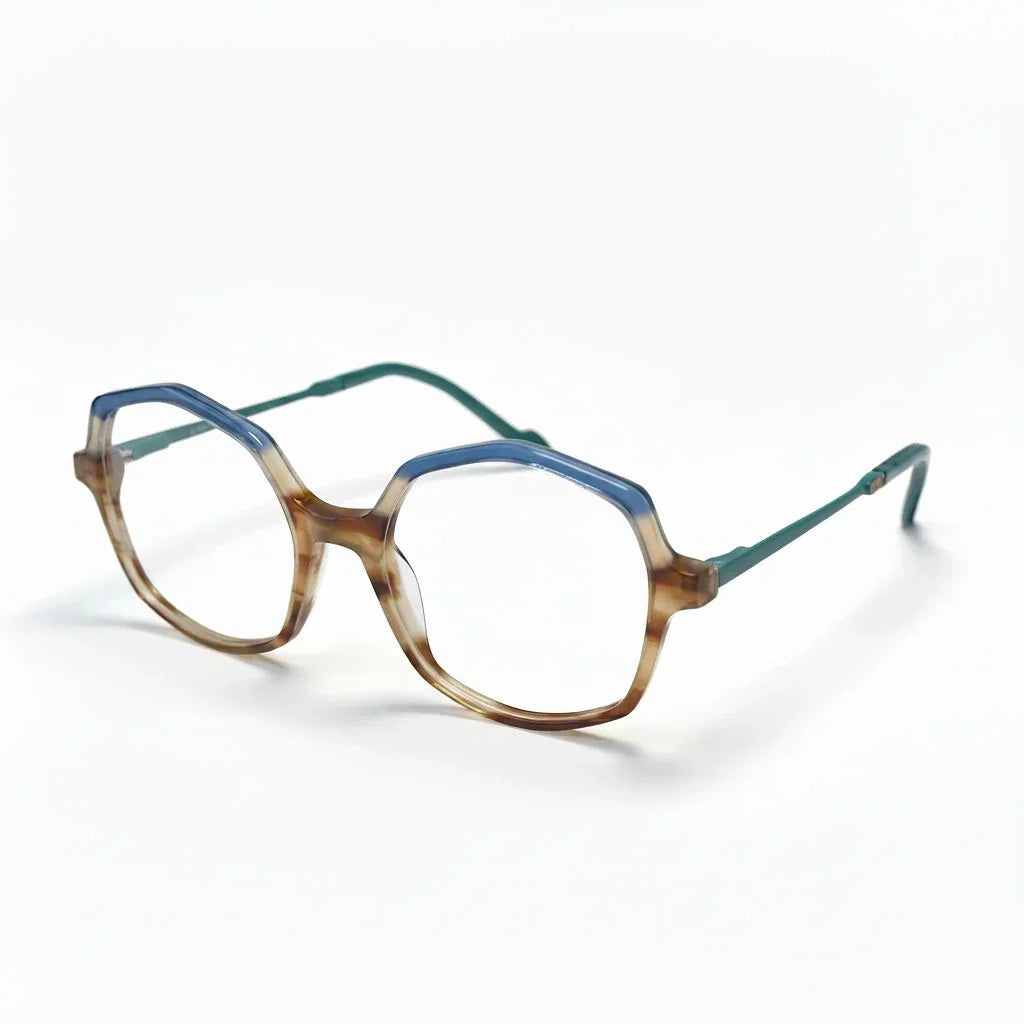Eyeglasses with a tortoiseshell frame on a white background