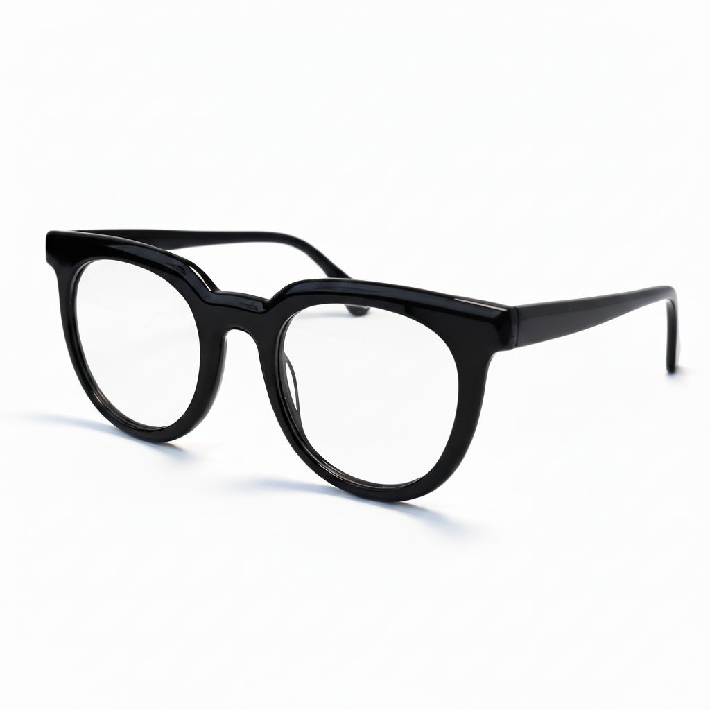 Black eyeglasses on a white background