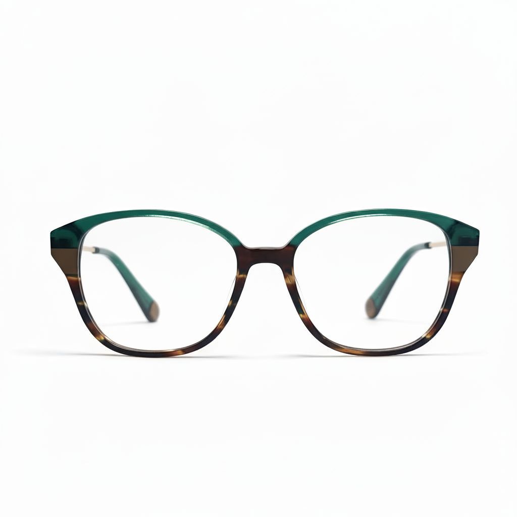 Eyeglasses with a tortoiseshell frame on a white background