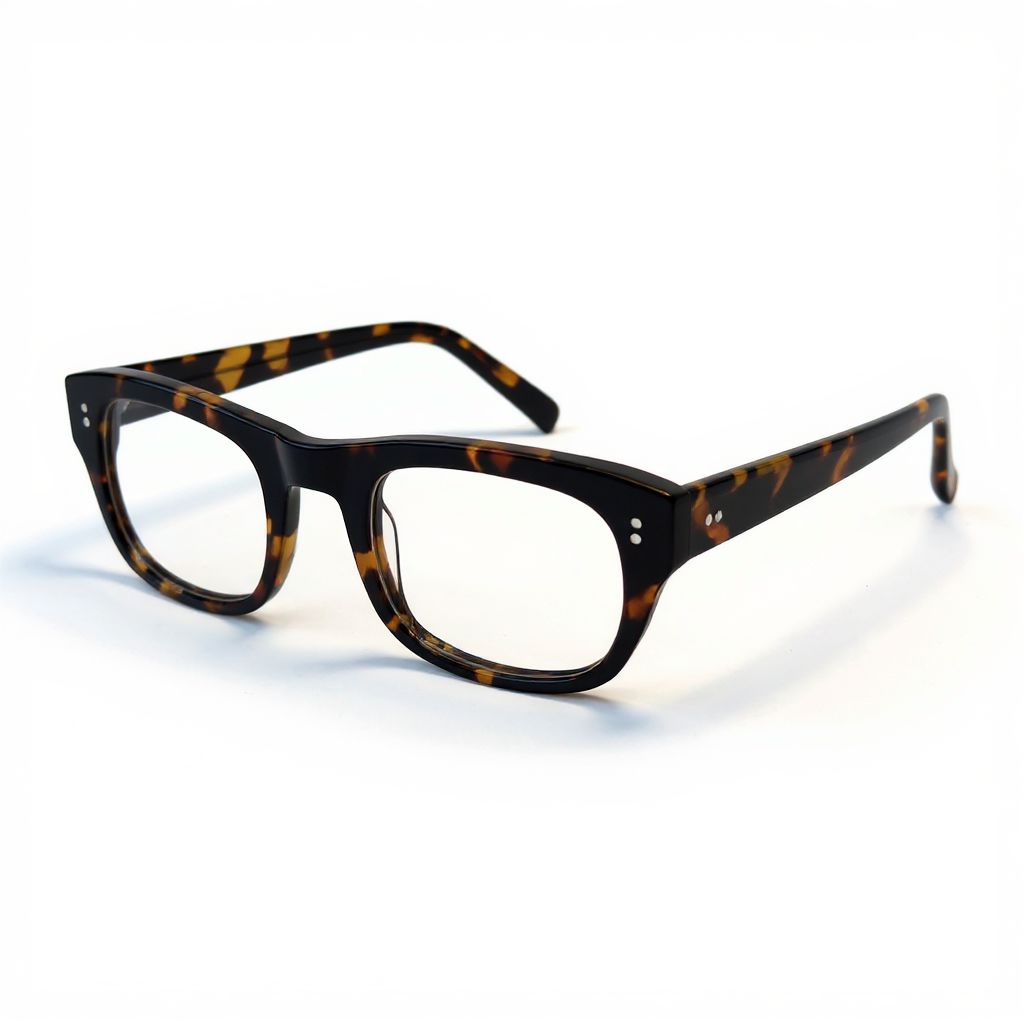 Tortoiseshell eyeglasses on a white background