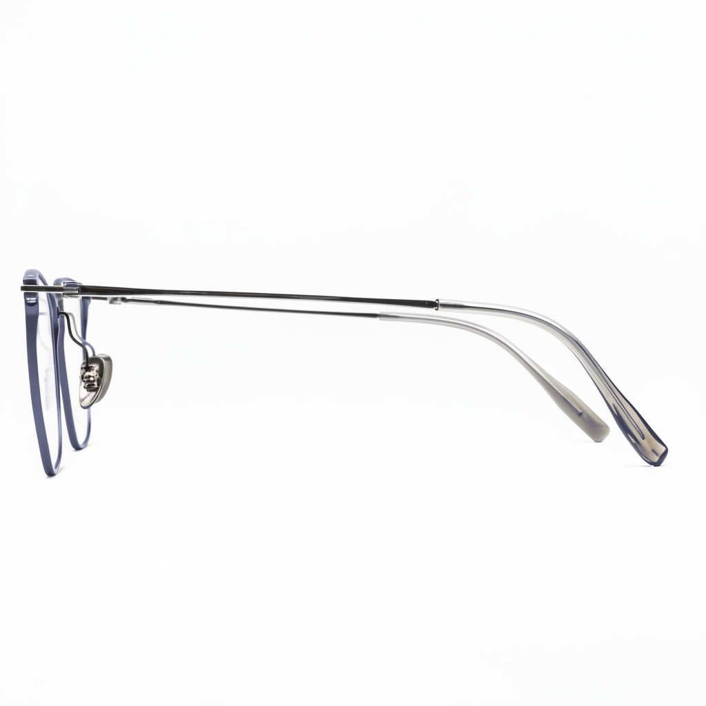 Eyeglasses with a thin frame on a white background