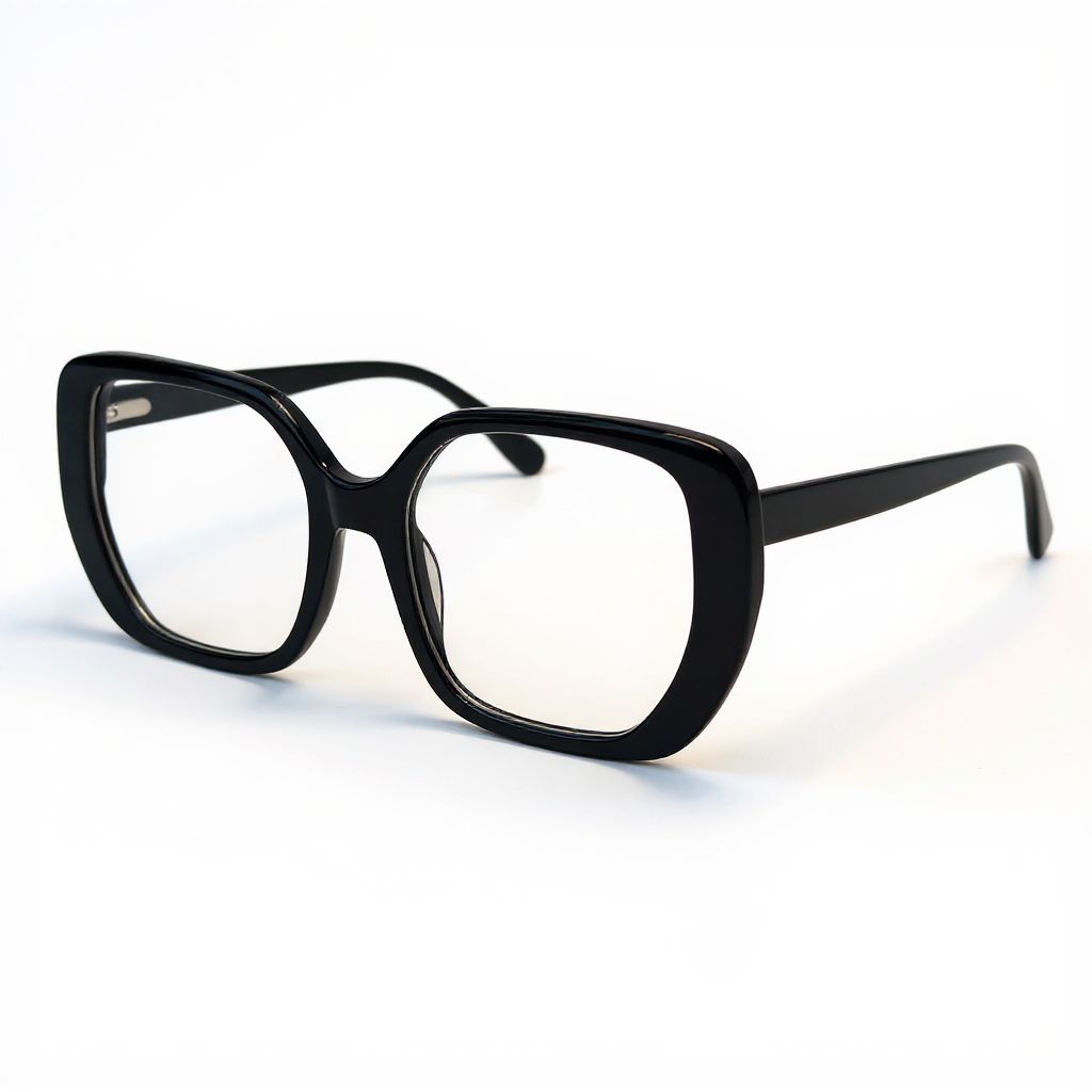 Black eyeglasses on a white background