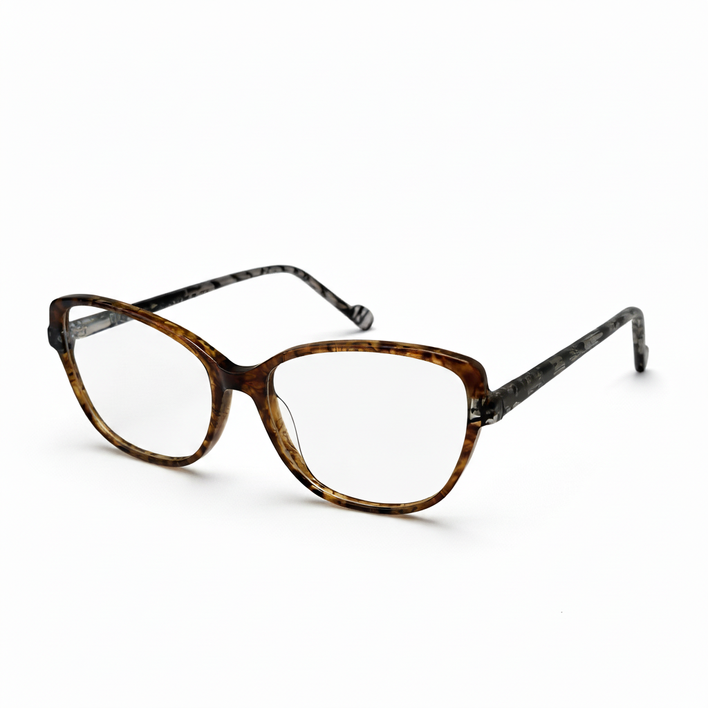 Tortoiseshell eyeglasses on a white background
