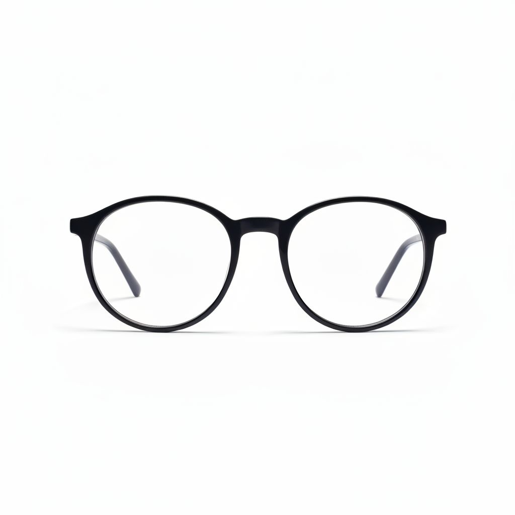 Black eyeglasses on a white background