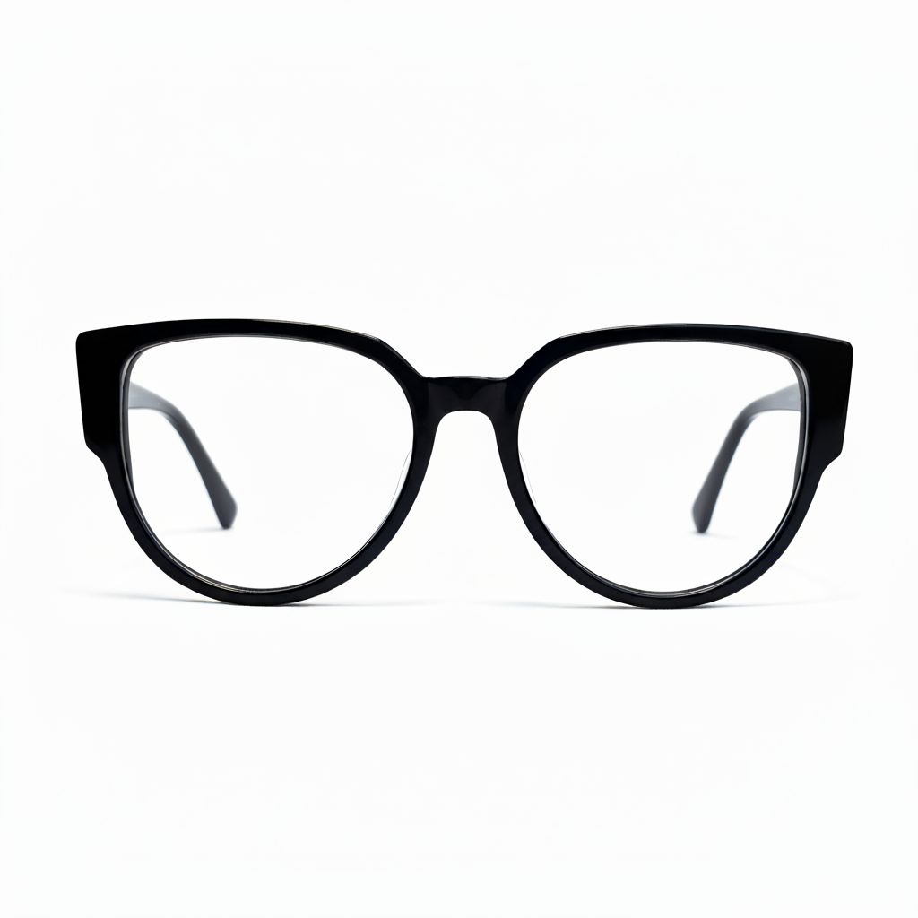 Black cat-eye glasses on a white background