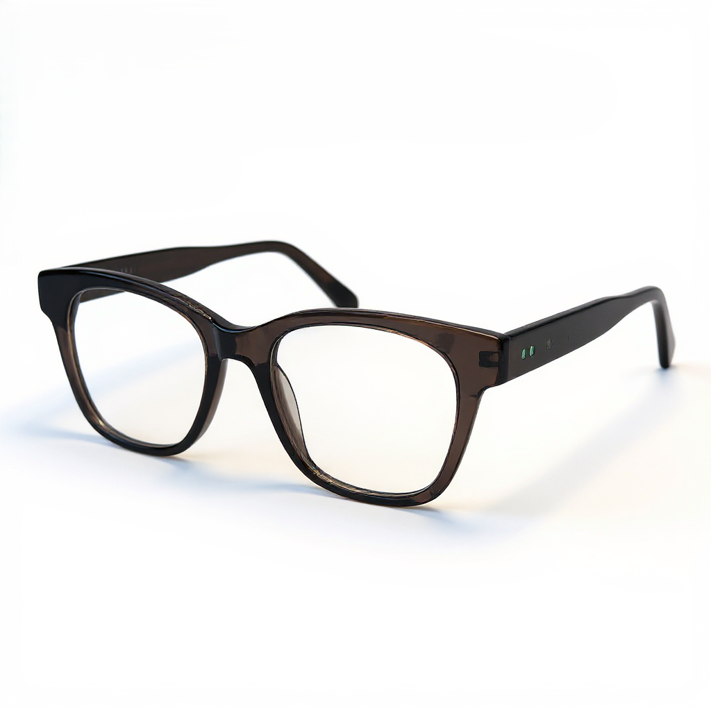 Brown eyeglasses on a white background