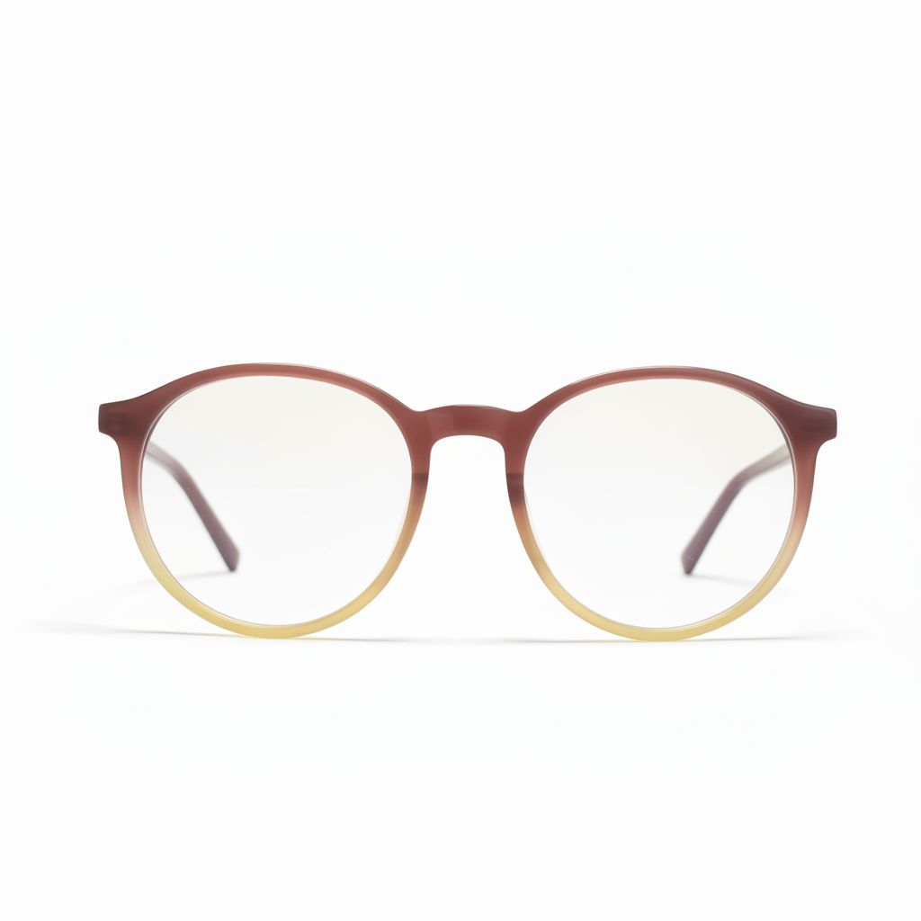 Round eyeglasses with a brown frame on a white background