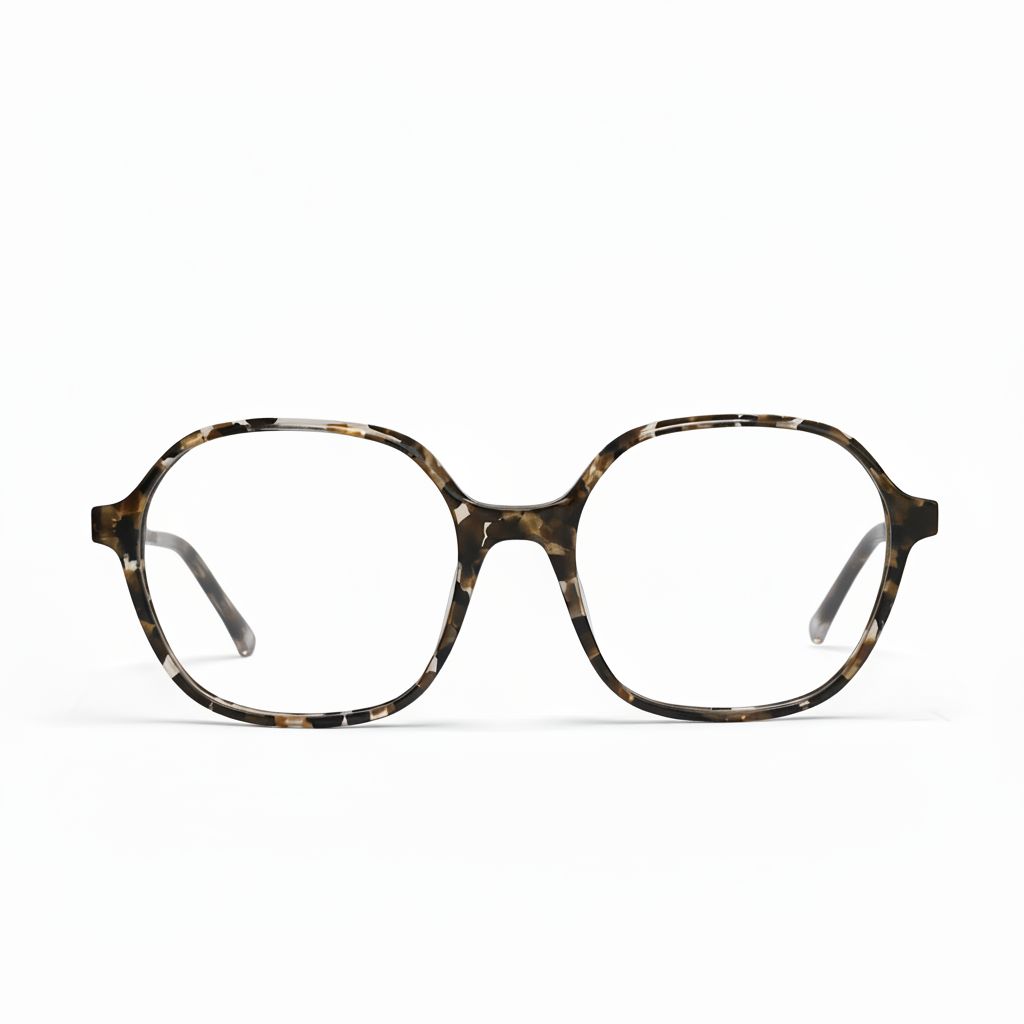 Tortoiseshell eyeglasses on a white background