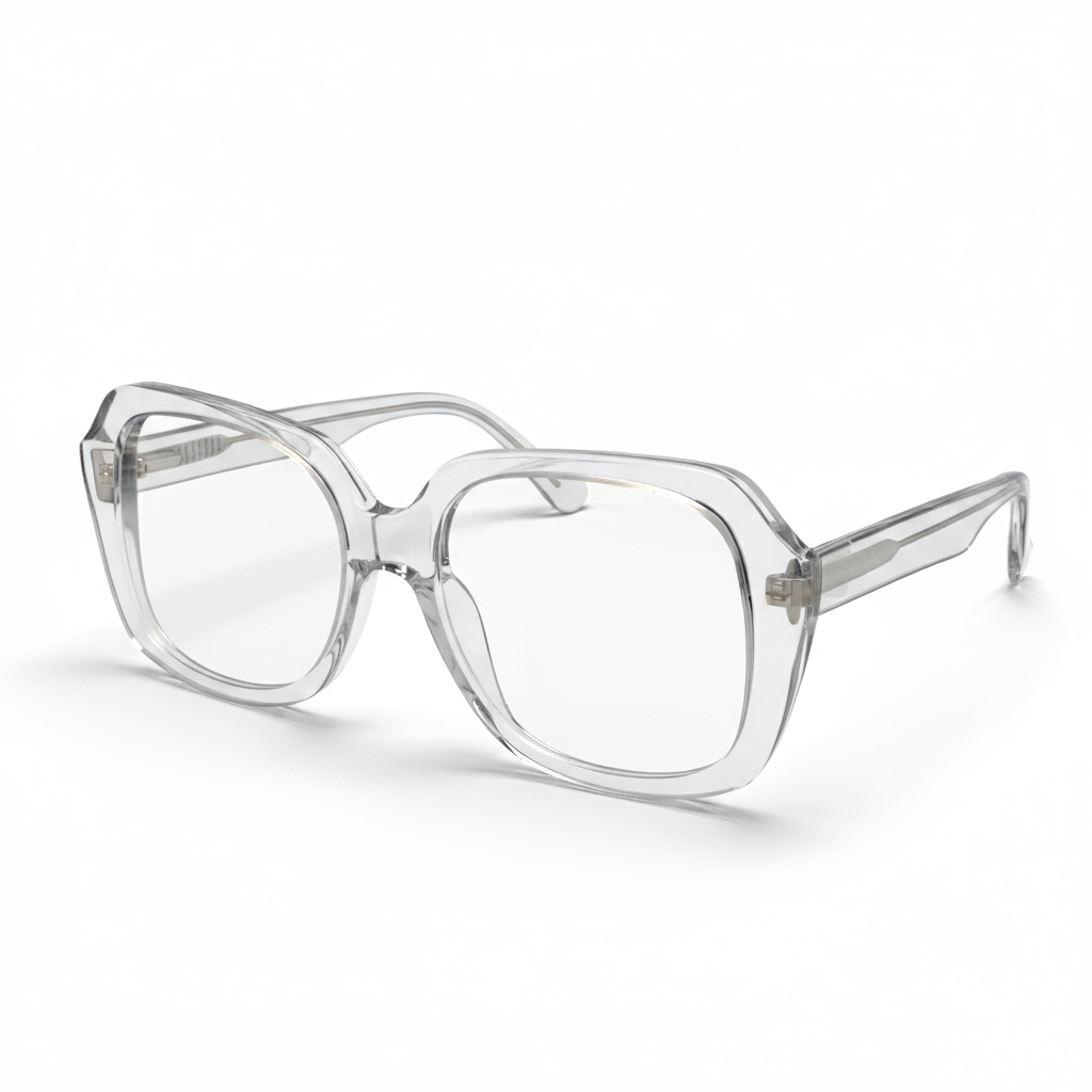 Clear eyeglasses on a white background