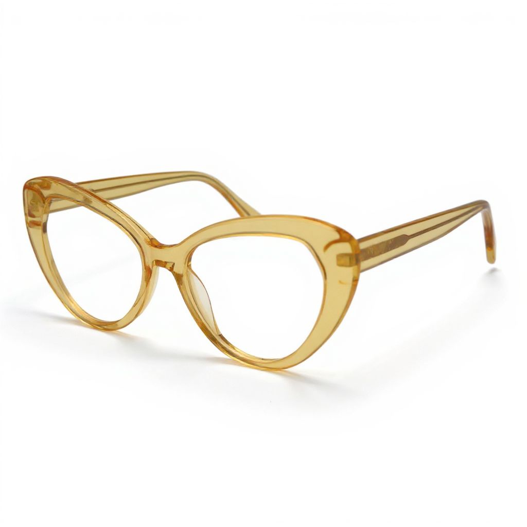 Brown cat-eye glasses on a white background