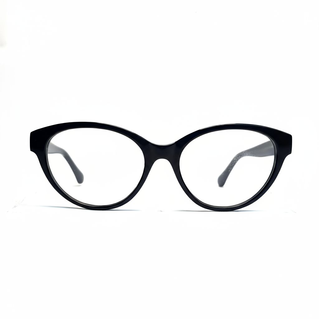 Black cat-eye glasses on a white background