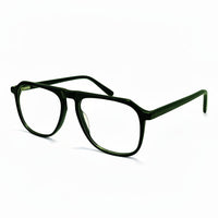 Green eyeglasses on a white background