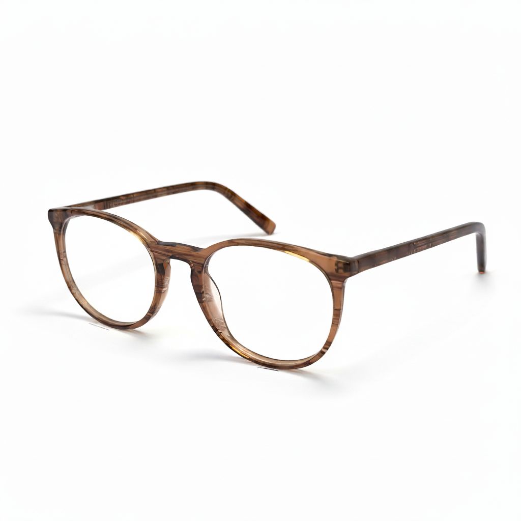 Brown eyeglasses on a white background