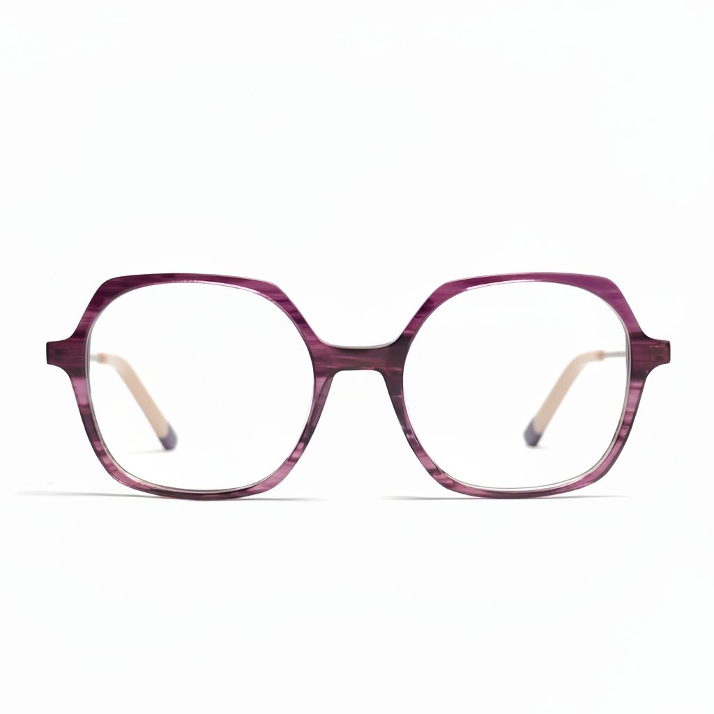Purple eyeglasses on a white background