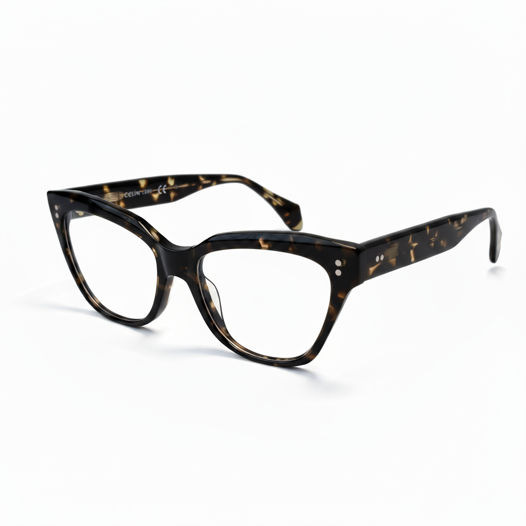 Tortoiseshell cat-eye glasses on a white background