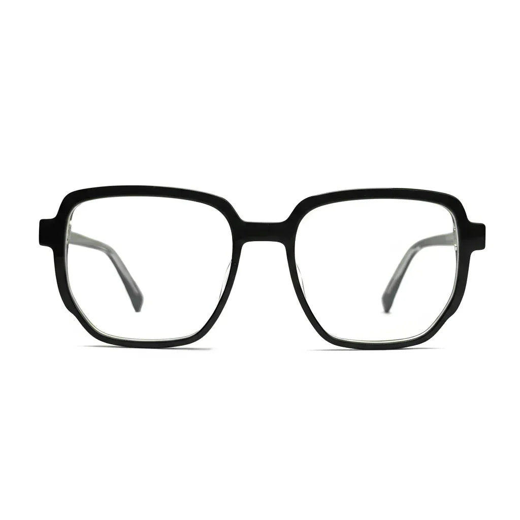 Black eyeglasses on a white background
