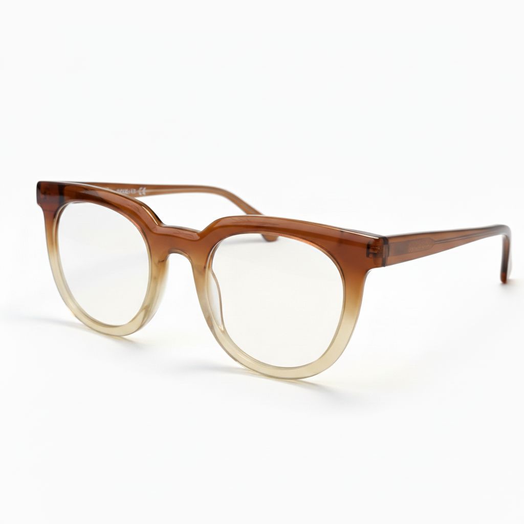 Brown eyeglasses with a gradient effect on a white background