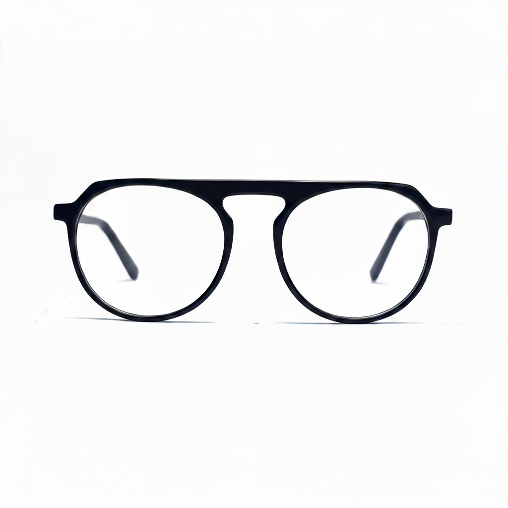 Black eyeglasses on a white background