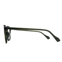 Sunglasses with a black frame on a white background