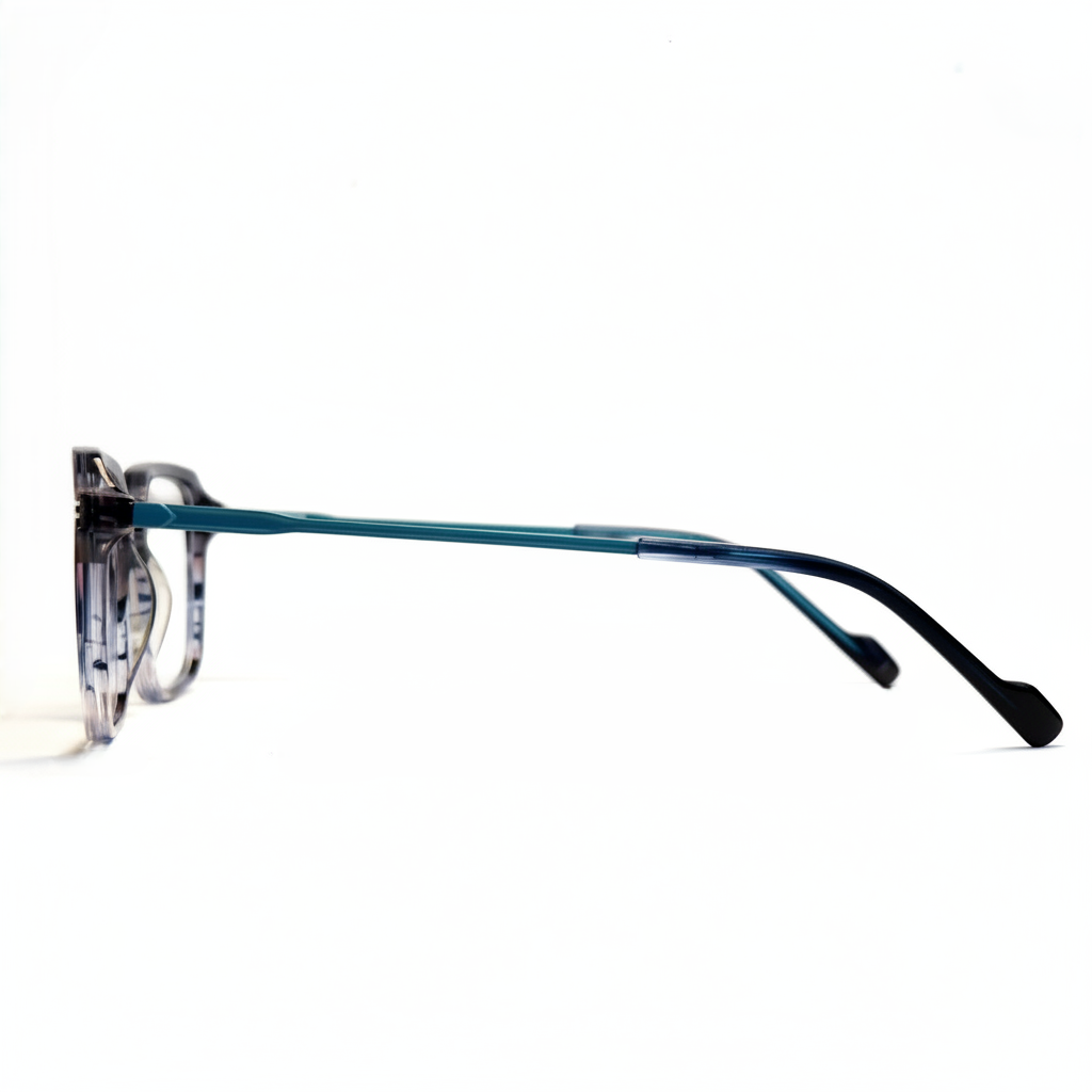 Blue eyeglasses on a white background