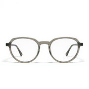Round eyeglasses with a metallic frame on a white background