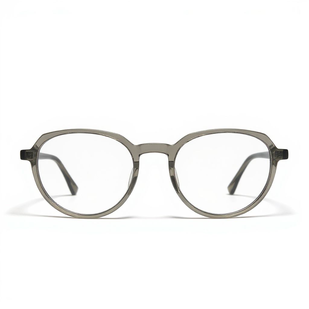 Round eyeglasses with a metallic frame on a white background