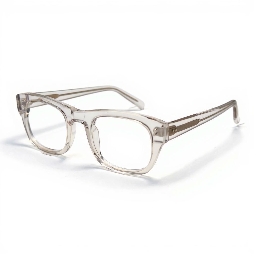 Clear eyeglasses on a white background