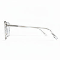 Silver eyeglasses on a white background