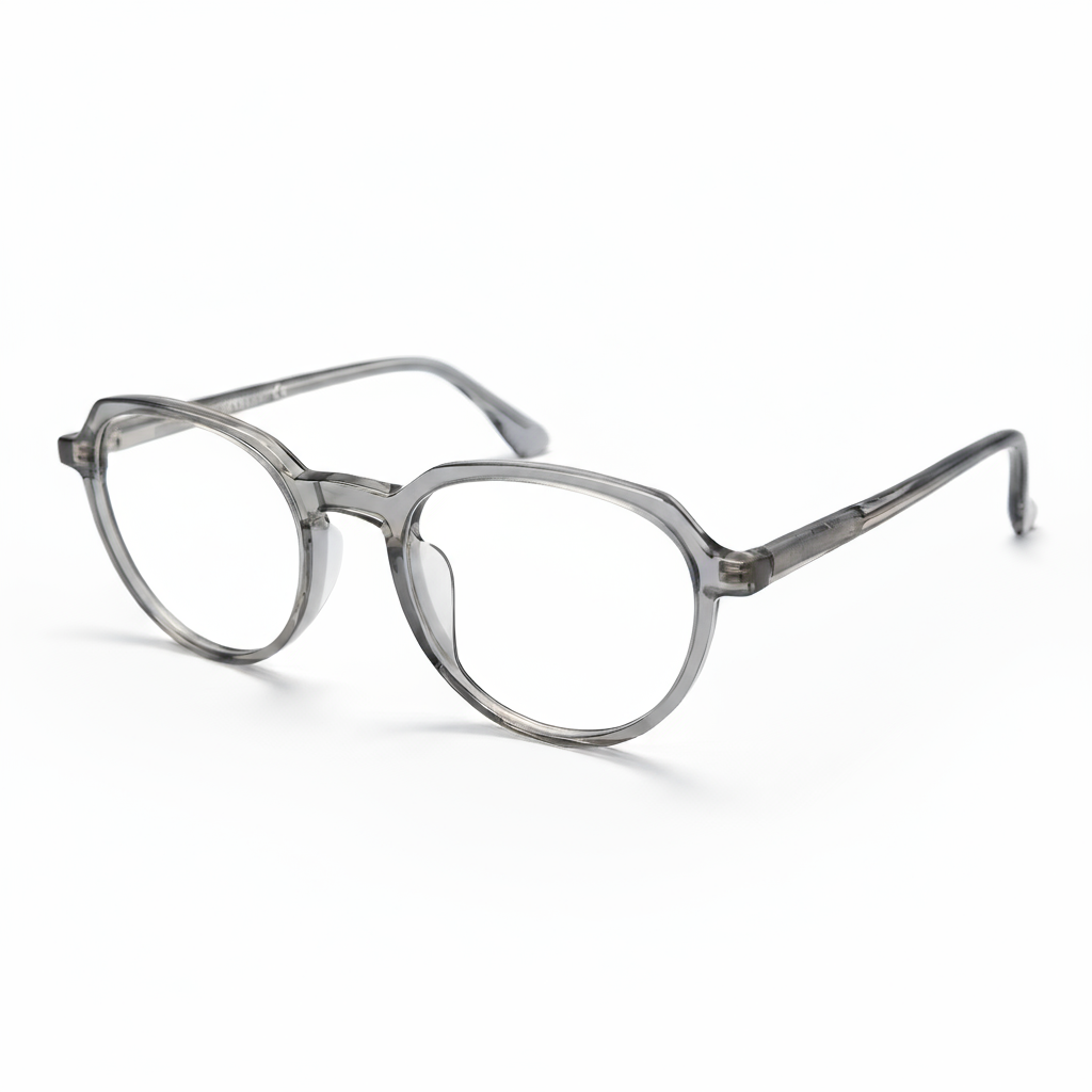 Clear eyeglasses on a white background