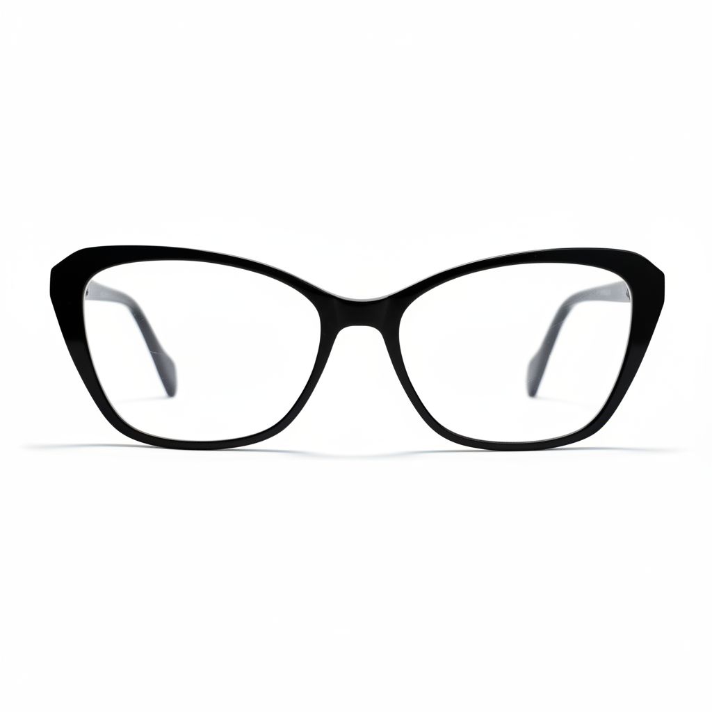 Black cat-eye glasses on a white background