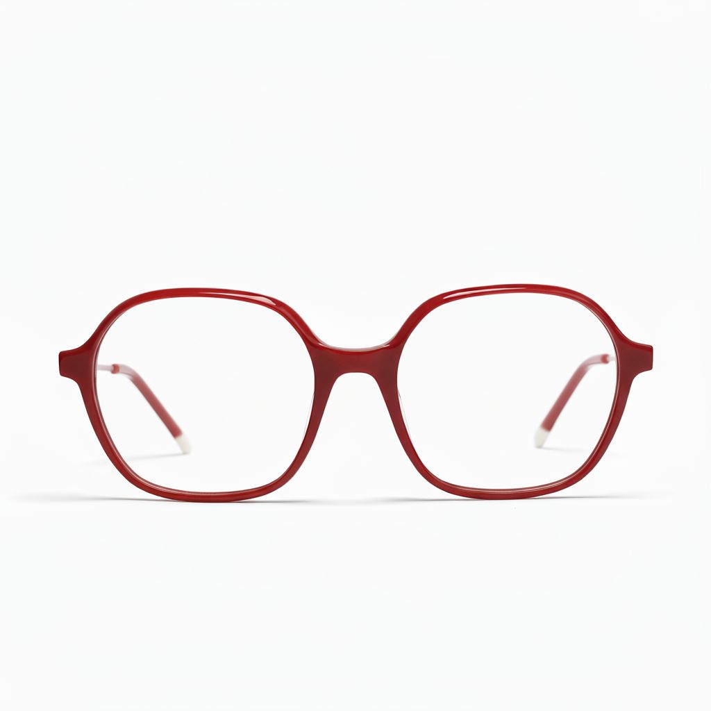 Red eyeglasses on a white background