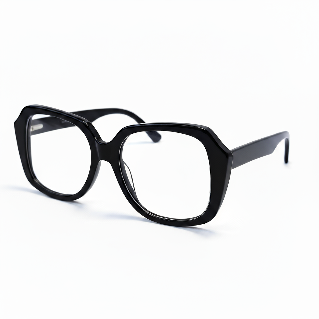 Black eyeglasses on a white background