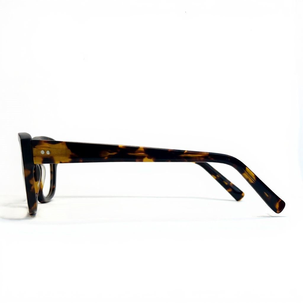 Tortoiseshell eyeglasses on a white background