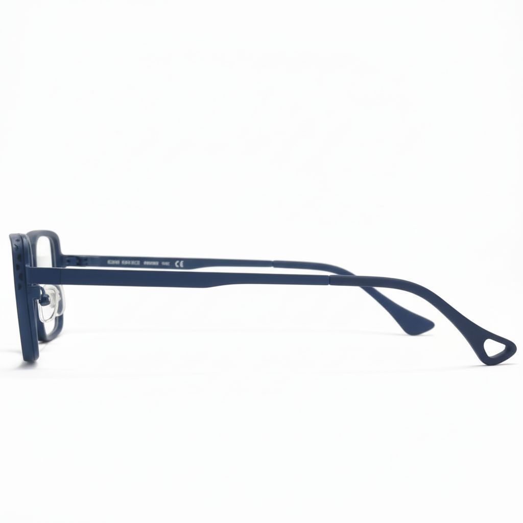 Navy blue eyeglasses on a white background