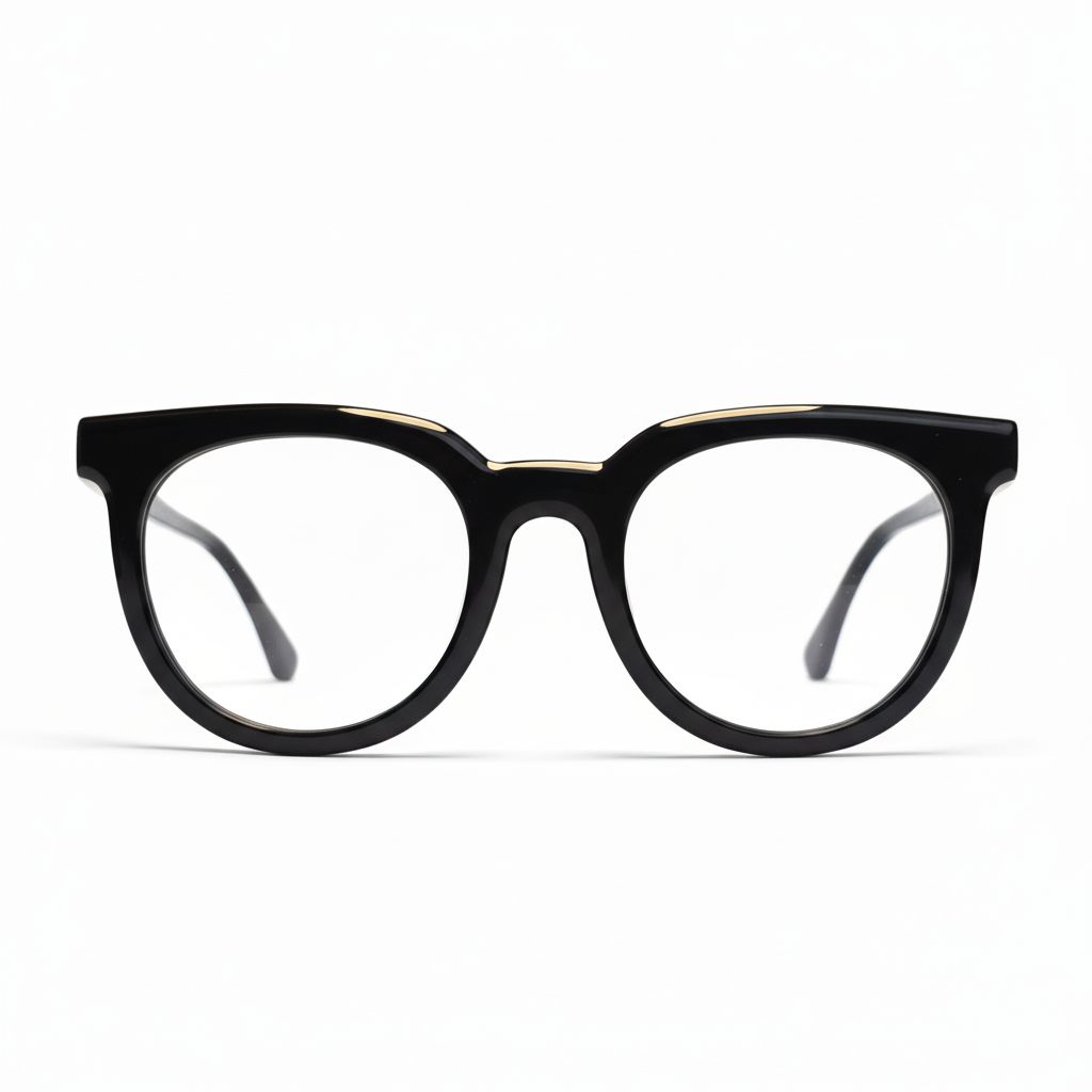 Black eyeglasses on a white background