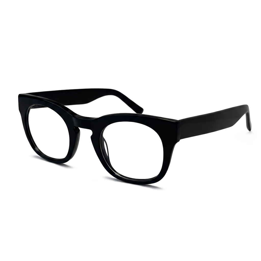 Black eyeglasses on a white background