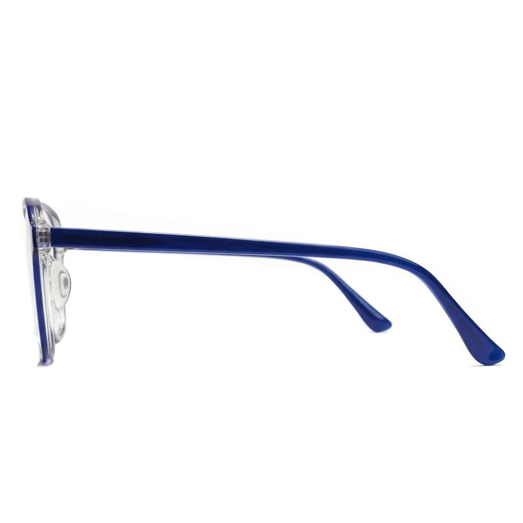 Blue eyeglasses on a white background