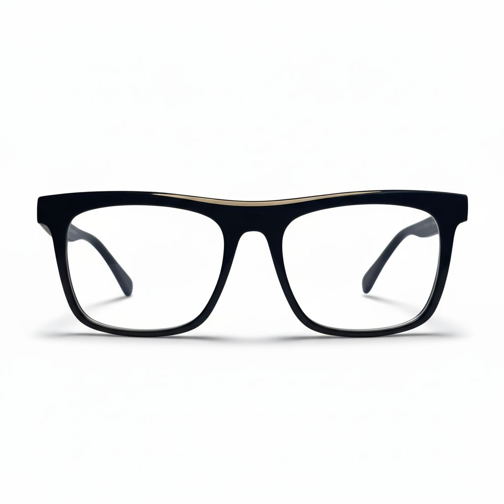 Black eyeglasses on a white background