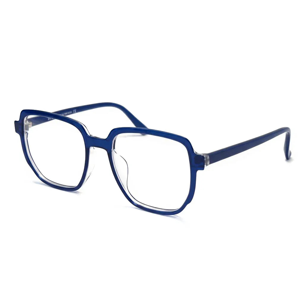 Blue eyeglasses on a white background