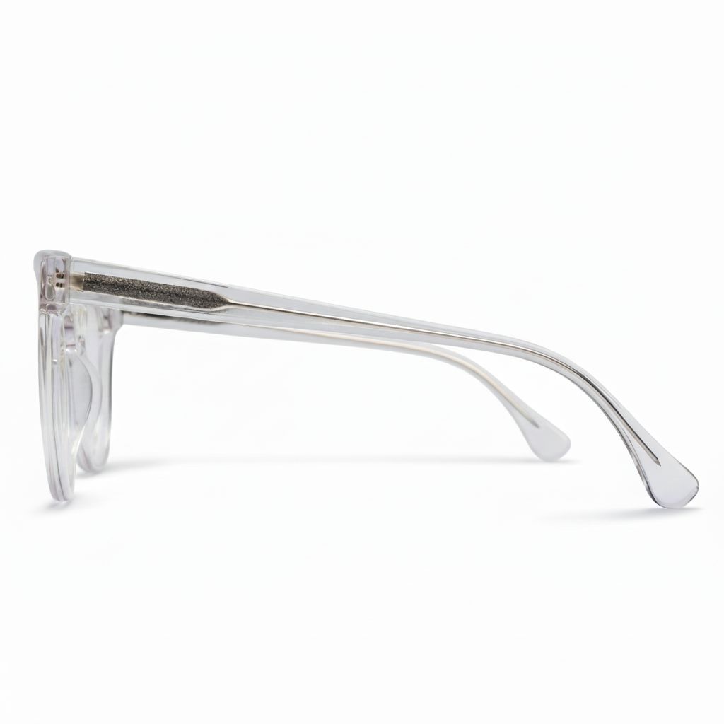 Clear eyeglasses on a white background