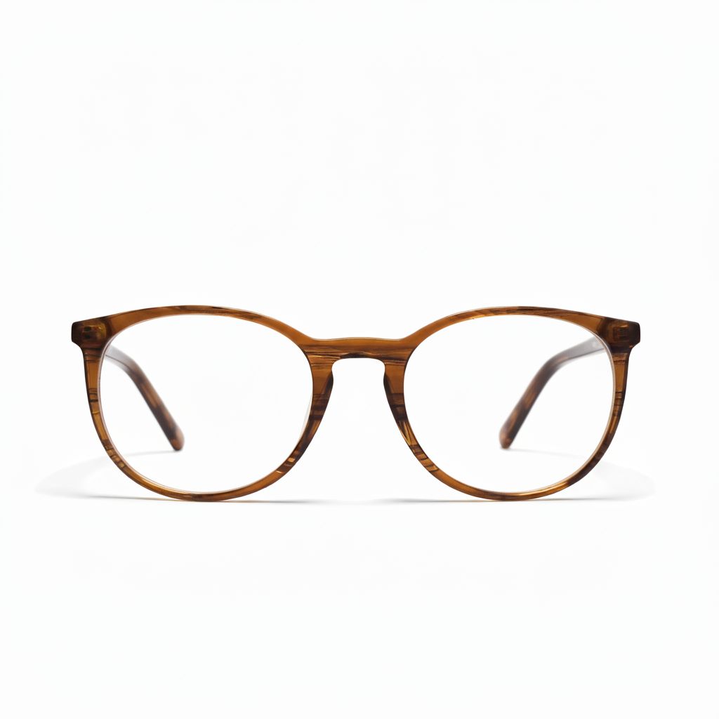 Brown eyeglasses on a white background
