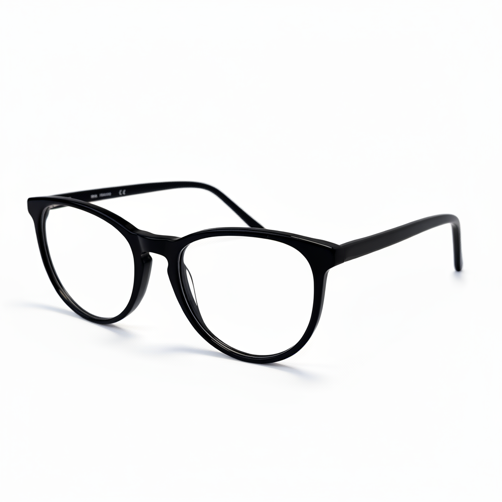 Black eyeglasses on a white background