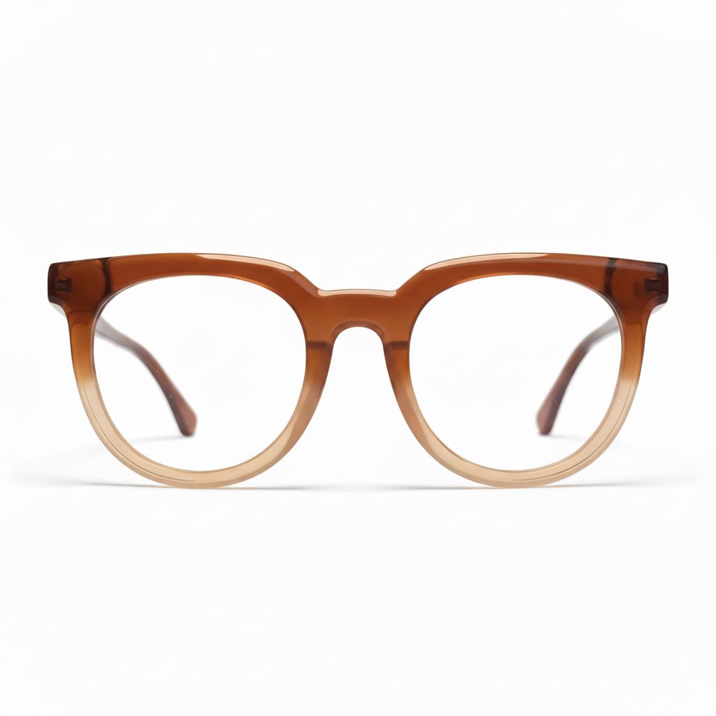 Brown round eyeglasses on a white background