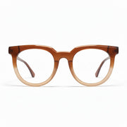 Brown round eyeglasses on a white background