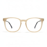 Beige eyeglasses on a white background