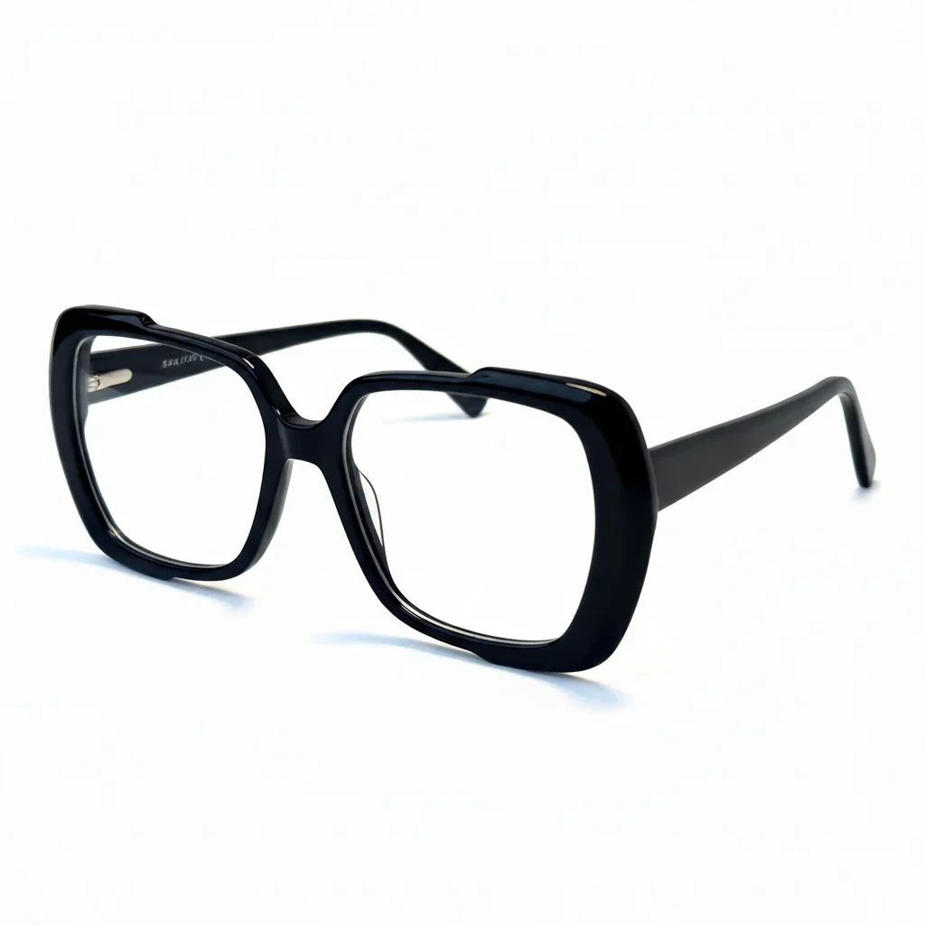 Black eyeglasses on a white background