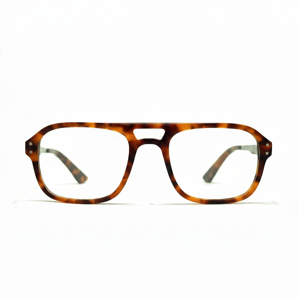 Tortoiseshell eyeglasses on a white background